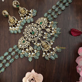 Green Bead Victorian Diamond Temple Choker-VV027